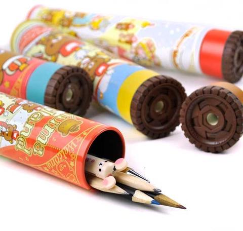 Rilakkuma Wonderland Cylinder Tin Pencil Cases with Built-In Sharpener