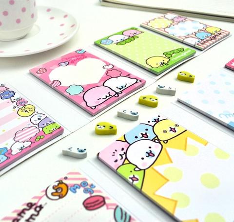 Mamegoma Notepad Set with Bonus Mini Erasers