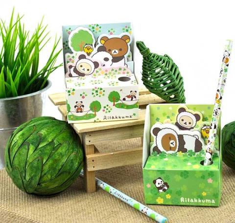 Rilakkuma Panda Costume Notepad Set and Pen Holder
