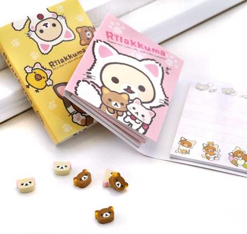 Rilakkuma Kitty Costume Notepad Set with Mini Erasers