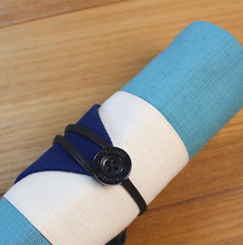 Osamu Blue Sage and Navy Blue Japanese Pencil Roll Case