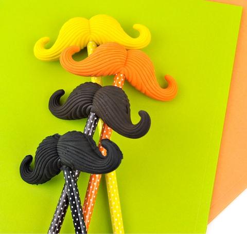 Mustache Eraser and Wooden Pencil