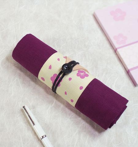 Cherry Blossom Asian Pencil Roll Case